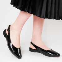 Fairy Black Patent Leather Slingback Flats, TOP END - Shouz