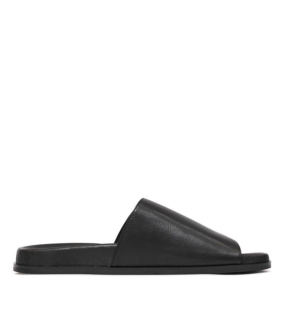 Daisee Black Leather Slides, DJANGO & JULIETTE - Shouz