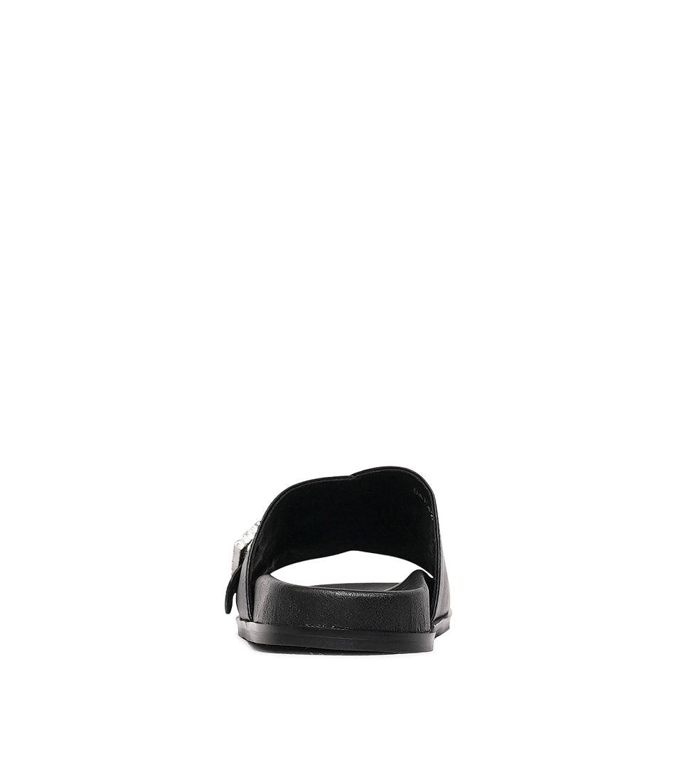 Daisee Black Leather Slides, DJANGO & JULIETTE - Shouz