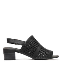 Norville Black Leather Heels - Shouz