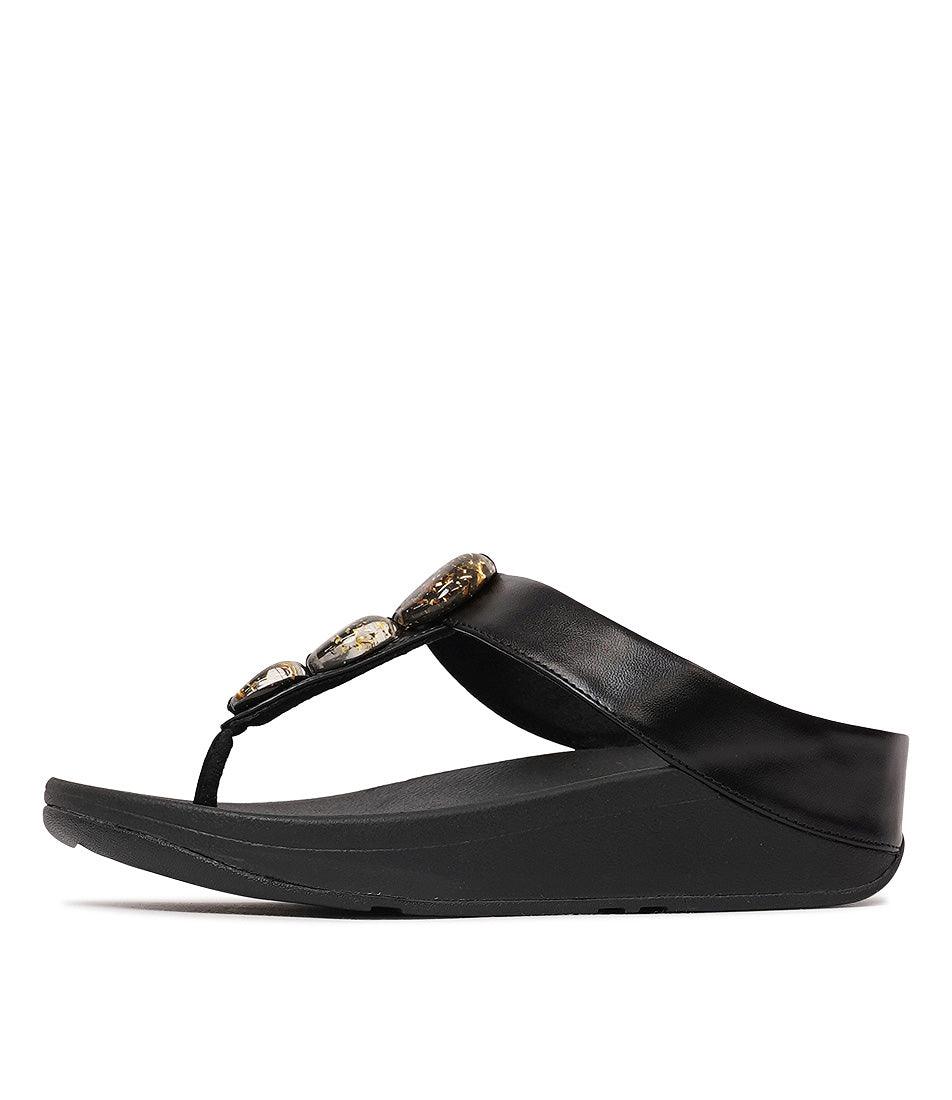 Fino Metallic All Black Sandals, FITFLOP - Shouz