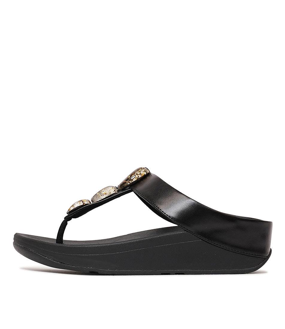 Fino Metallic All Black Sandals, FITFLOP - Shouz