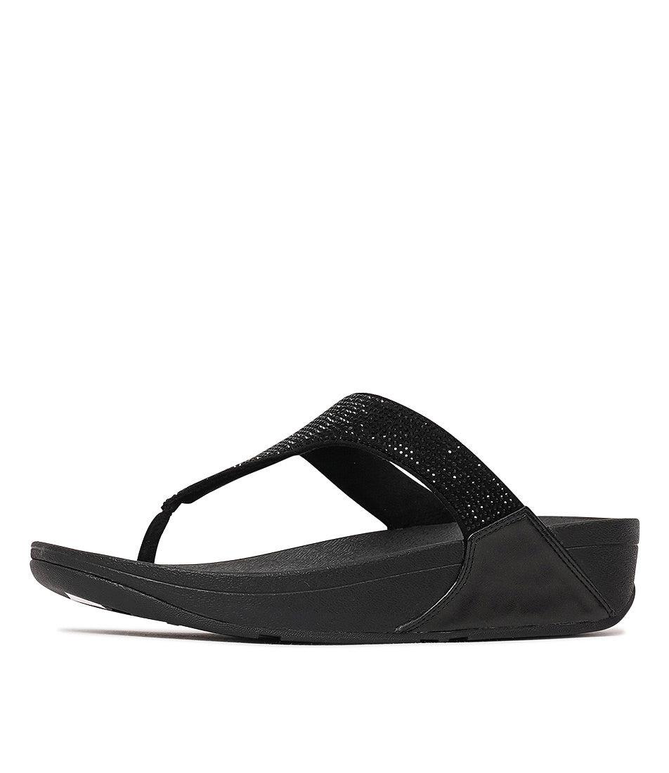 Lulu Crystal All Black Sandals, FITFLOP - Shouz
