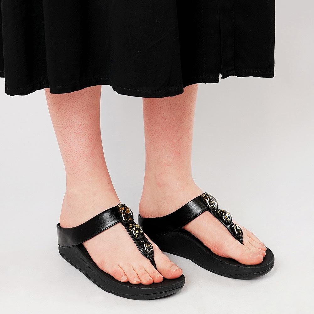 Fino Metallic All Black Sandals, FITFLOP - Shouz