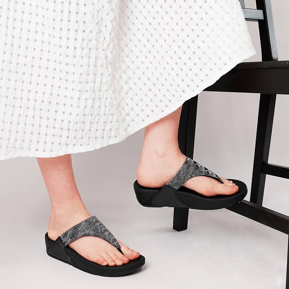 Lulu Glitz All Black Sandals, FITFLOP - Shouz