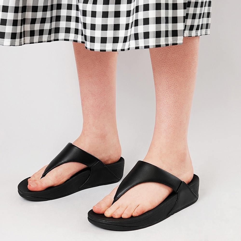 Lulu Leather Black Sandals, FITFLOP - Shouz