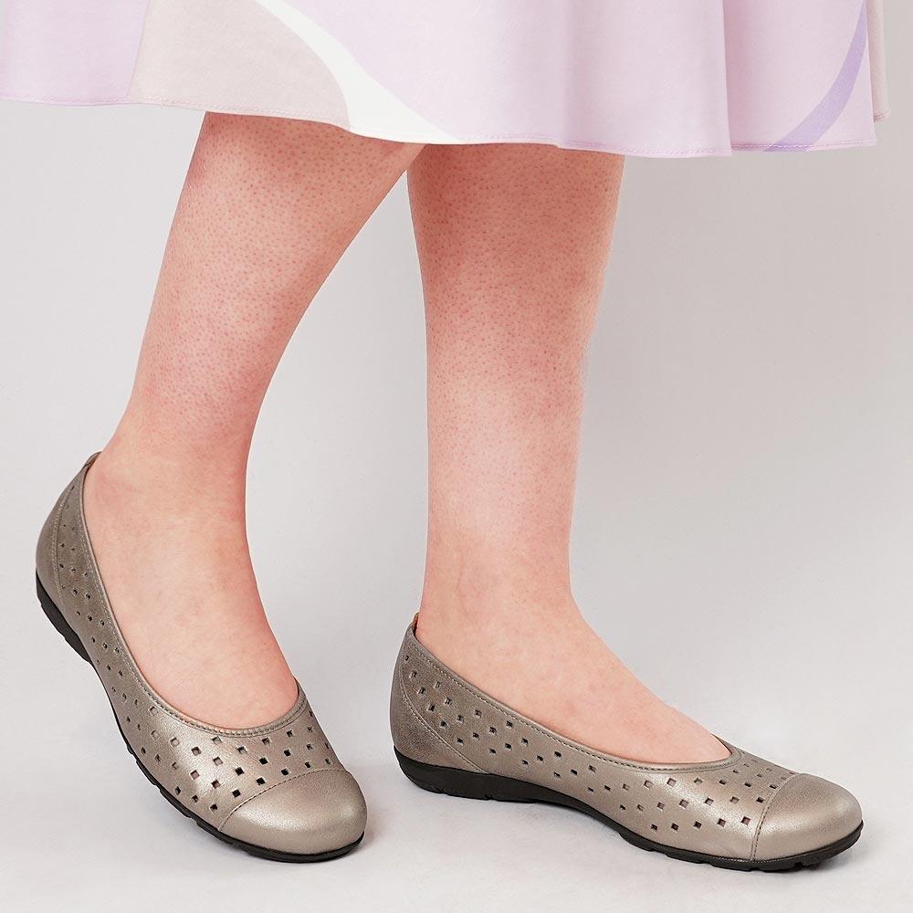 Skylar Metallic Leather Ballet Flats, GABOR - Shouz