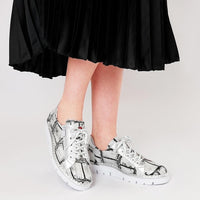 Js-2001 White Croc Mix Leather Sneakers, JOSE SAENZ - Shouz