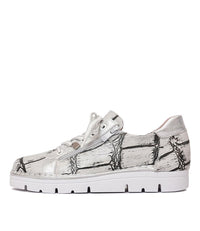Js-2001 White Croc Mix Leather Sneakers, JOSE SAENZ - Shouz