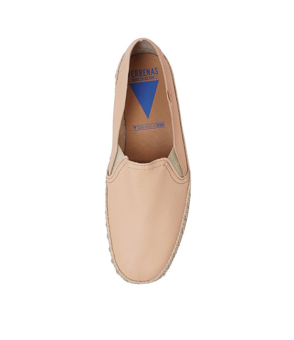 Nuria Nude Leather Espadrilles, VERBENAS - Shouz