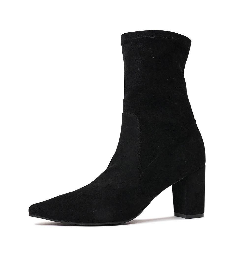 Nider Black Stretch Microsuede Ankle Boots, DJANGO & JULIETTE - Shouz