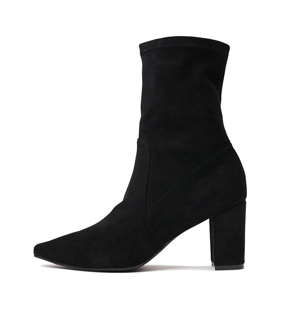 Nider Black Stretch Microsuede Ankle Boots, DJANGO & JULIETTE - Shouz