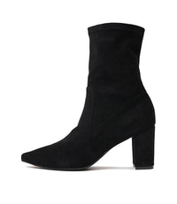 Nider Black Stretch Microsuede Ankle Boots, DJANGO & JULIETTE - Shouz