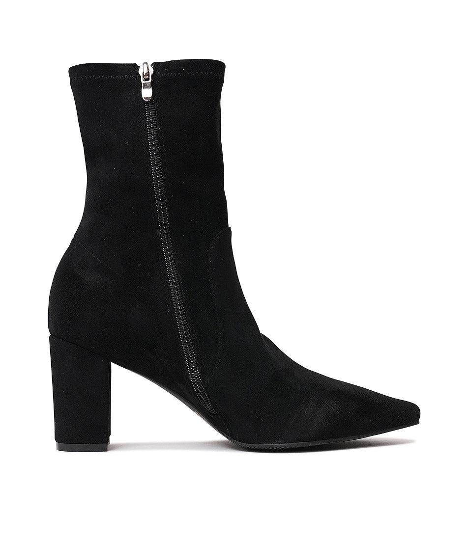 Nider Black Stretch Microsuede Ankle Boots, DJANGO & JULIETTE - Shouz