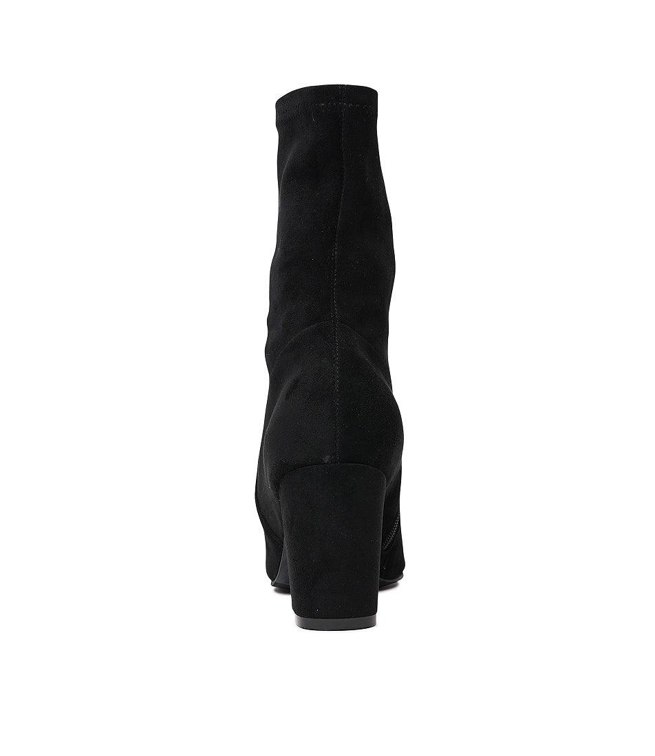 Nider Black Stretch Microsuede Ankle Boots, DJANGO & JULIETTE - Shouz