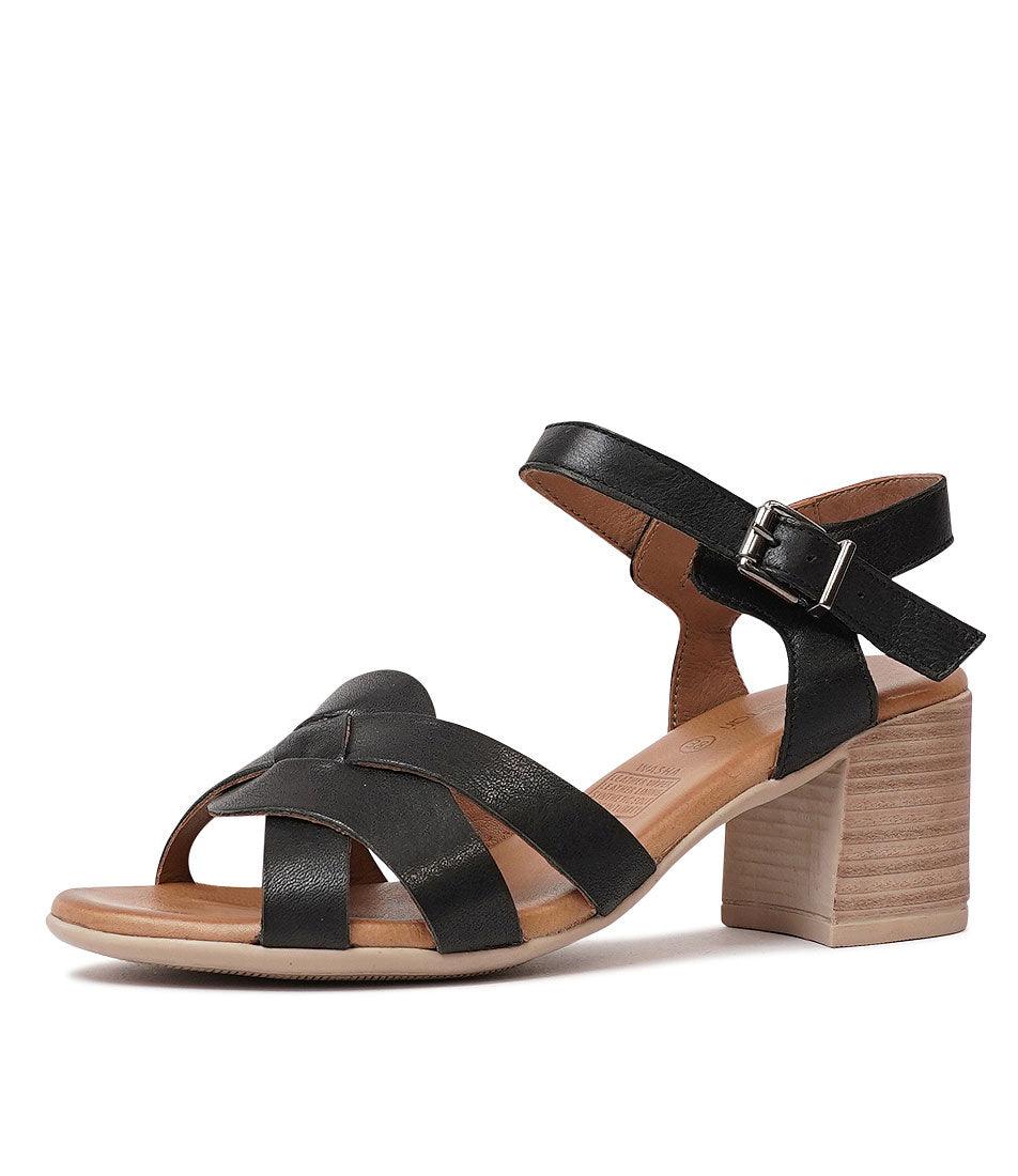 Washa Black Leather Heels, DIANA FERRARI - Shouz