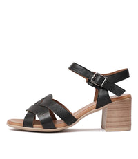 Washa Black Leather Heels, DIANA FERRARI - Shouz