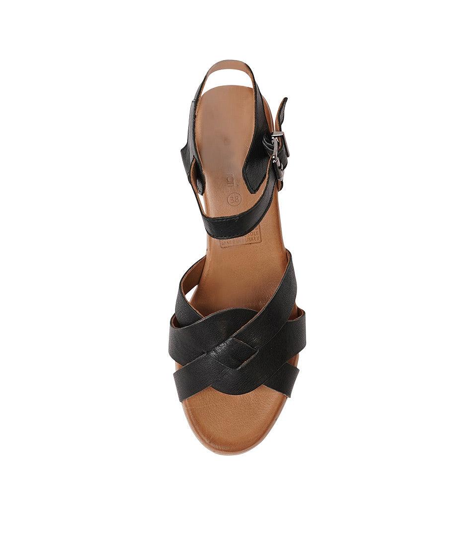 Washa Black Leather Heels, DIANA FERRARI - Shouz