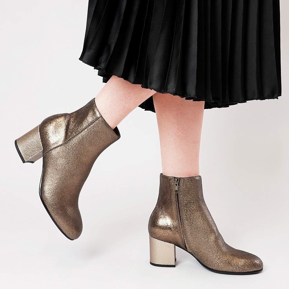 Flossies Bronze Leather Ankle Boots - Shouz
