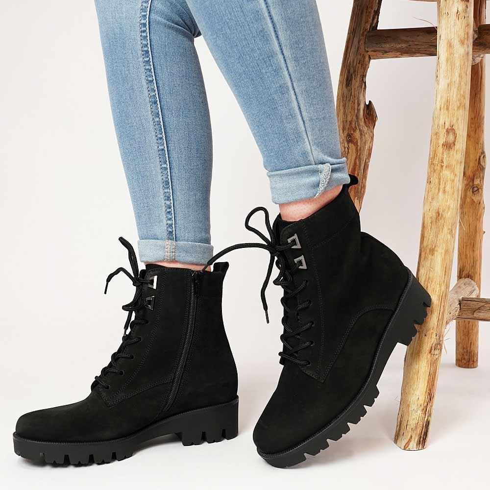 Zeina Black Suede Ankle Boots - Shouz