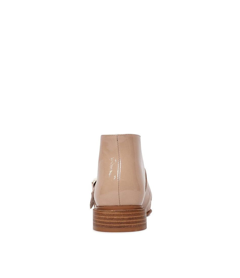 Essy Camel Patent Leather Ankle Boots - Shouz
