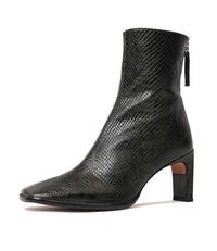Ag-22544 Olive Snake Leather Ankle Boots, NEO - Shouz