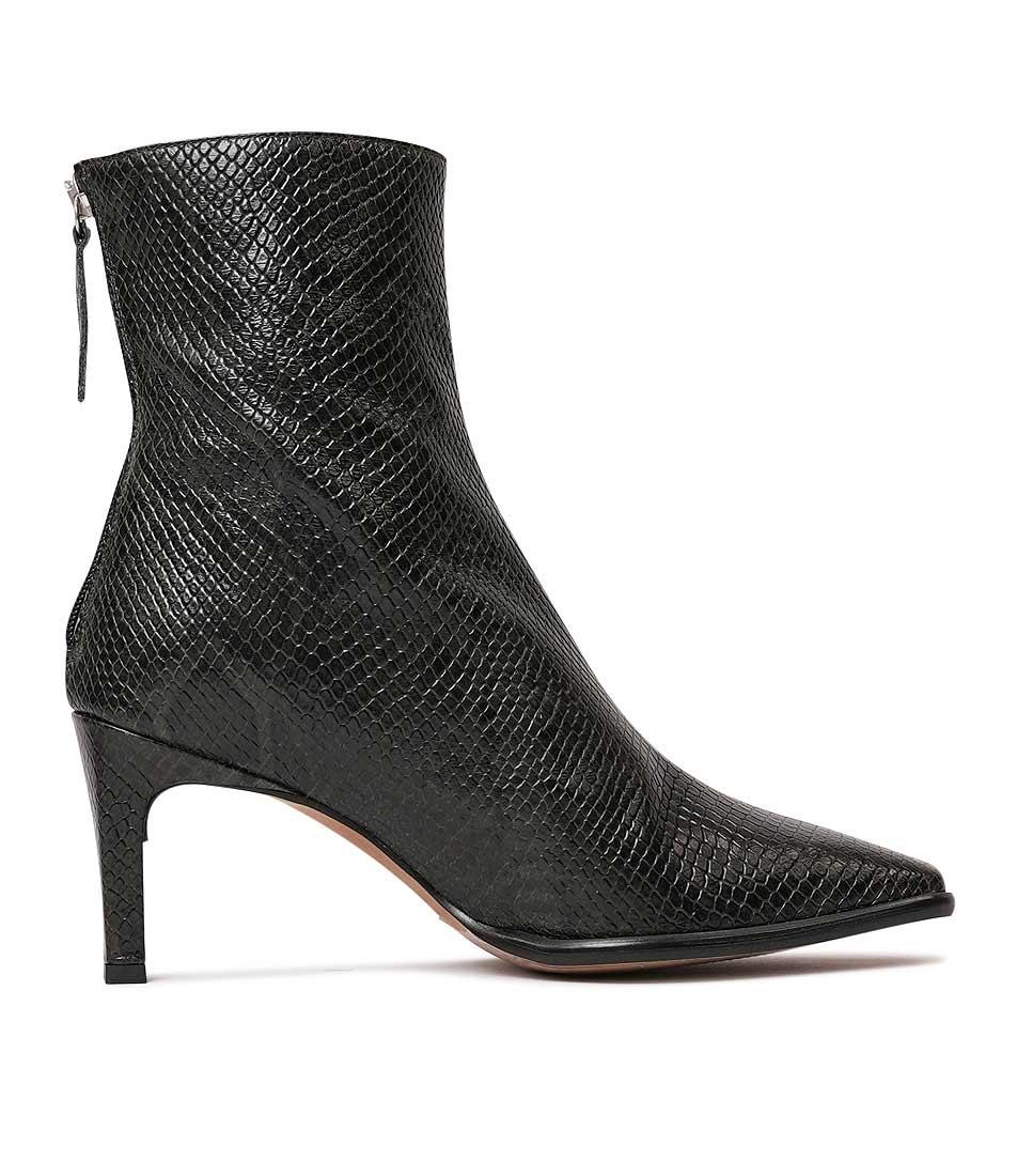 Ag-22544 Olive Snake Leather Ankle Boots, NEO - Shouz