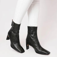 Ag-22544 Olive Snake Leather Ankle Boots, NEO - Shouz
