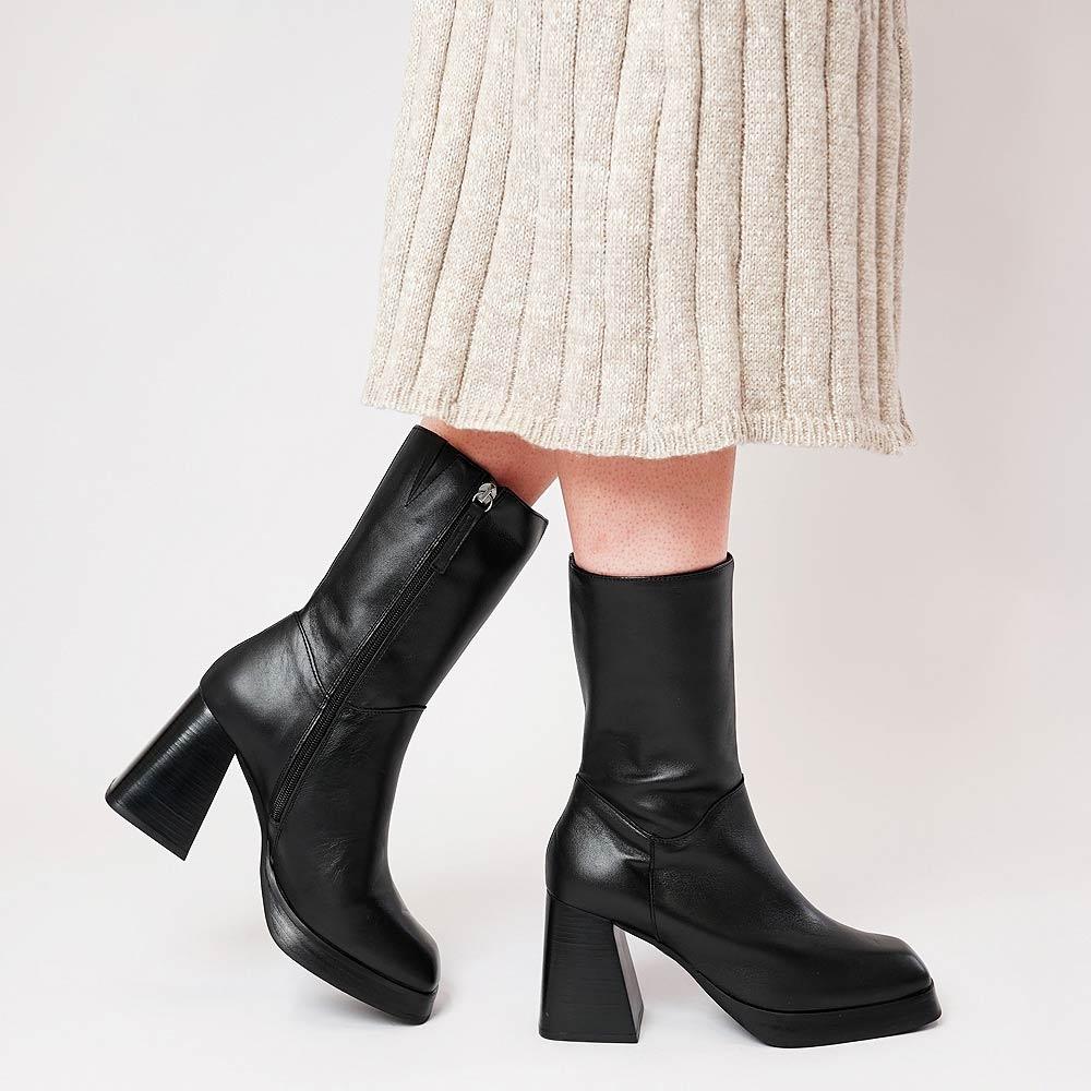 Ag-22565 Black Leather Boots, NEO - Shouz