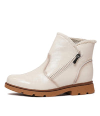Hf-21062Ne Ivory Patent Ankle Boots, NEO - Shouz