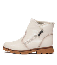 Hf-21062Ne Ivory Patent Ankle Boots, NEO - Shouz
