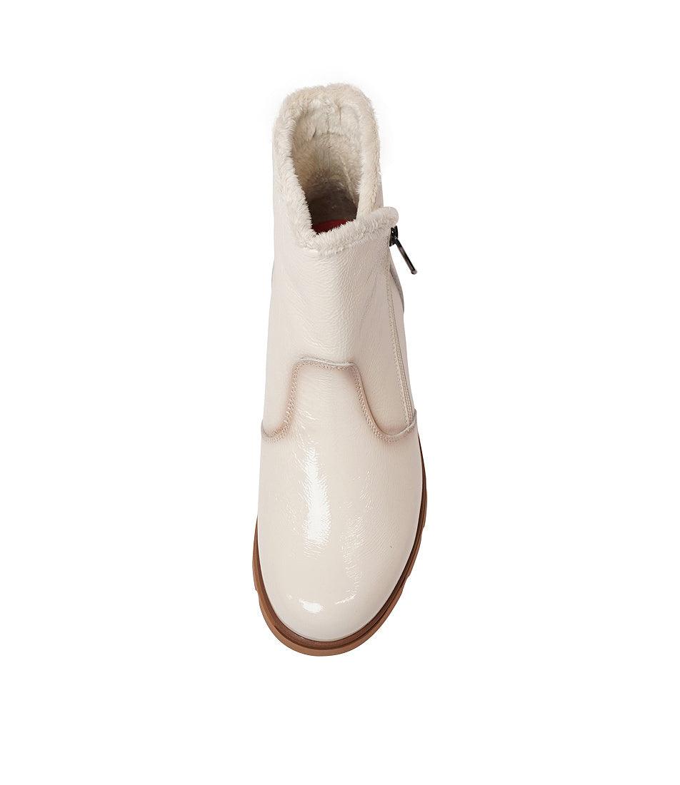 Hf-21062Ne Ivory Patent Ankle Boots, NEO - Shouz