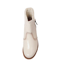 Hf-21062Ne Ivory Patent Ankle Boots, NEO - Shouz