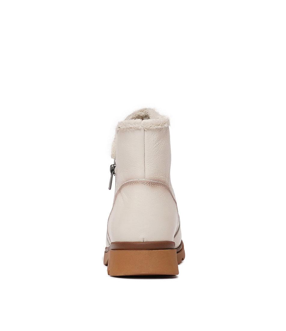 Hf-21062Ne Ivory Patent Ankle Boots, NEO - Shouz