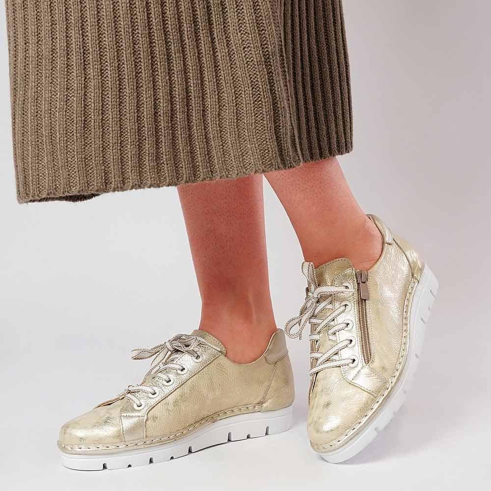 Js-2001 Champagne Leather Sneakers, JOSE SAENZ - Shouz