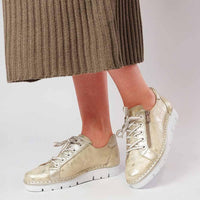 Js-2001 Champagne Leather Sneakers, JOSE SAENZ - Shouz