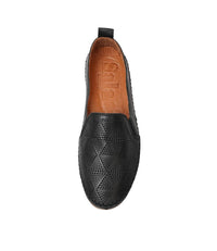 Siddle Black Leather Flats, SALA - Shouz