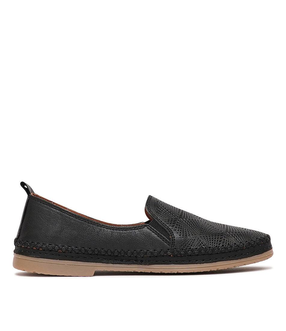 Siddle Black Leather Flats, SALA - Shouz