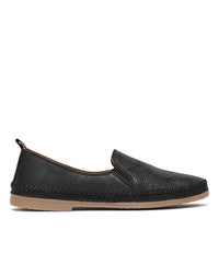 Siddle Black Leather Flats, SALA - Shouz