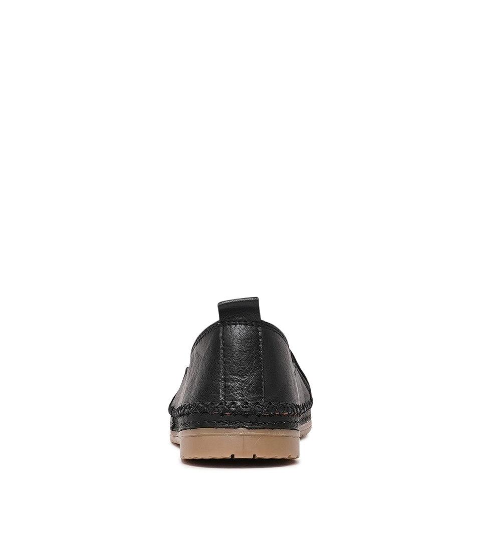 Siddle Black Leather Flats, SALA - Shouz