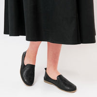 Siddle Black Leather Flats, SALA - Shouz
