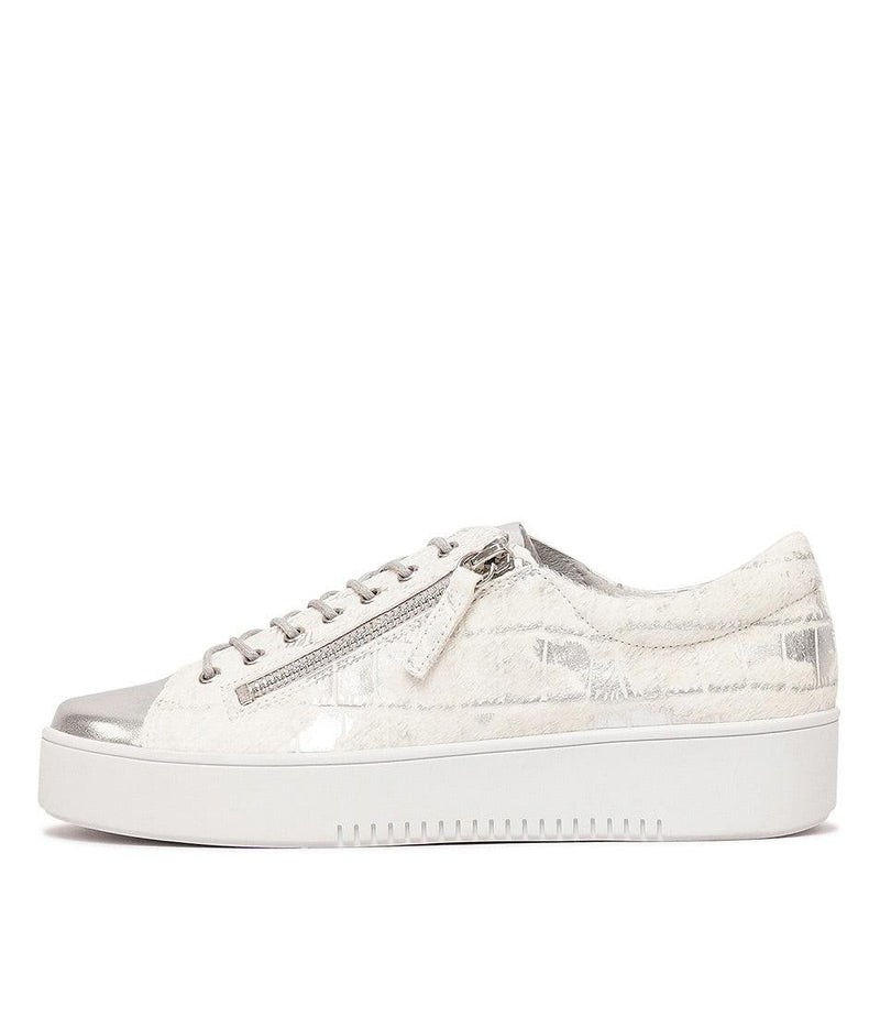 Laila Silver Leather Sneakers - Shouz