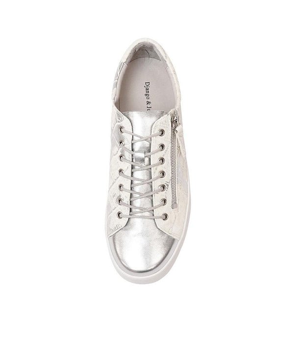 Laila Silver Leather Sneakers - Shouz