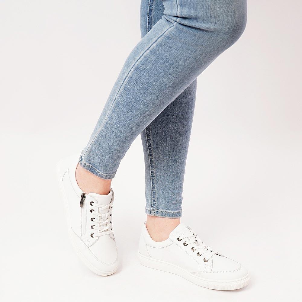 Ronnie All White Leather Sneakers, SALA - Shouz