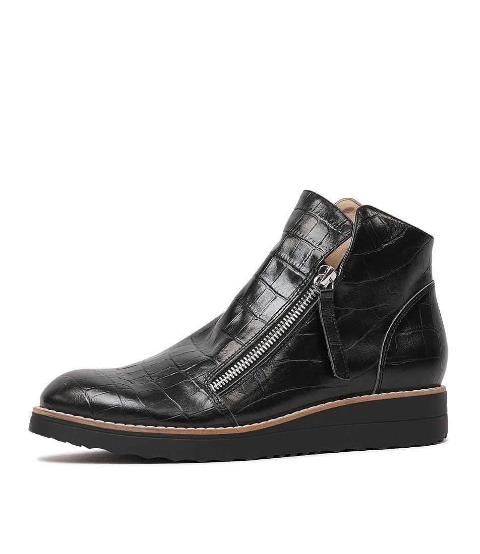 Croc leather ankle boots hotsell