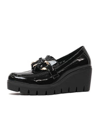 Newcomb Black Patent Leather Wedges, DJANGO & JULIETTE - Shouz