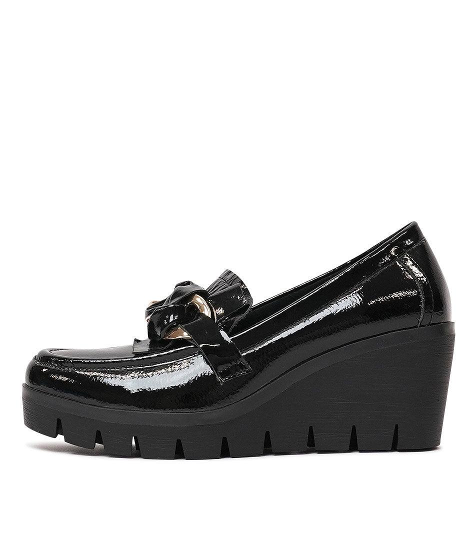 Newcomb Black Patent Leather Wedges, DJANGO & JULIETTE - Shouz