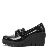 Newcomb Black Patent Leather Wedges, DJANGO & JULIETTE - Shouz