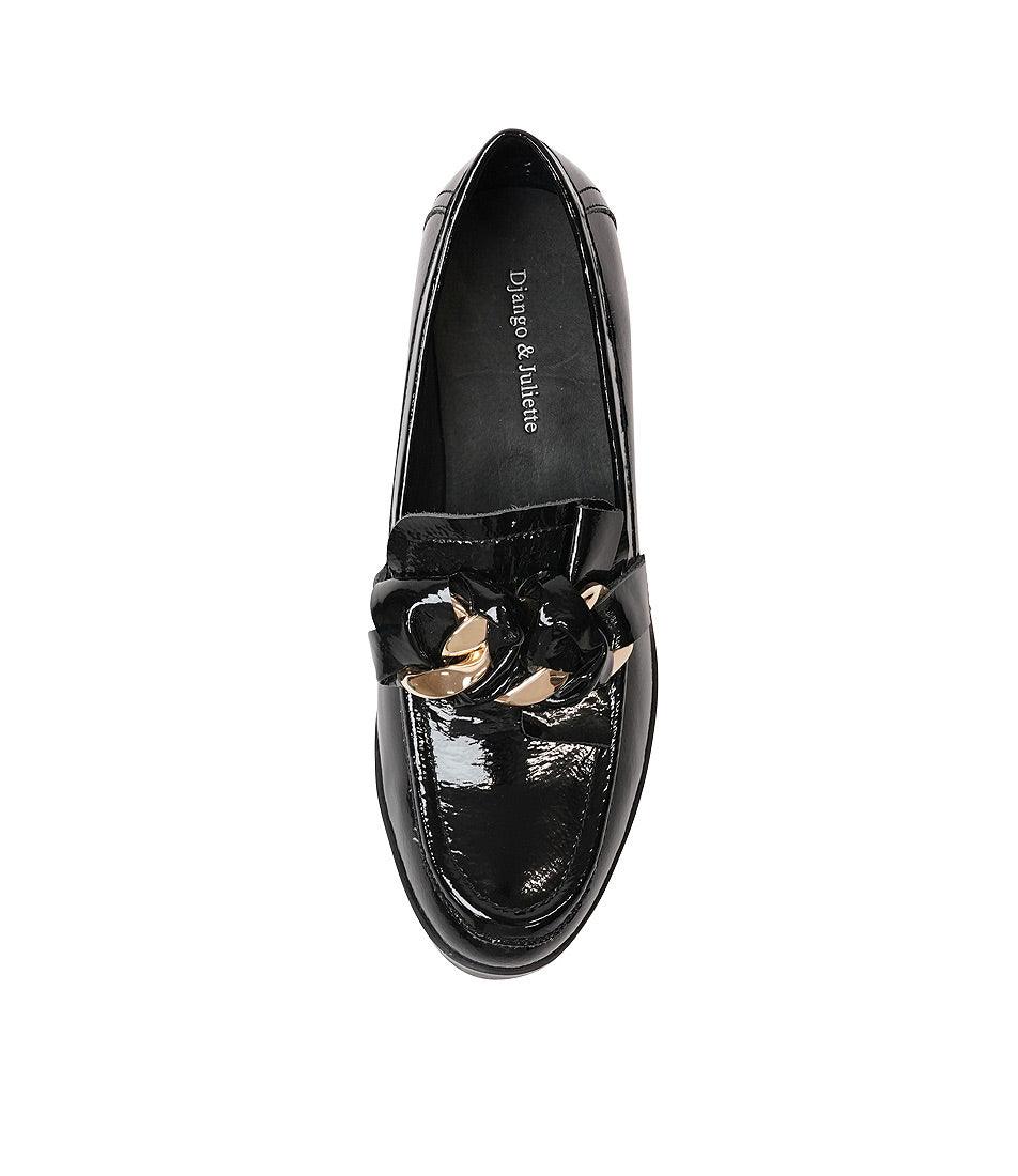Newcomb Black Patent Leather Wedges, DJANGO & JULIETTE - Shouz