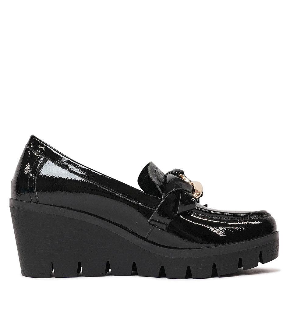Newcomb Black Patent Leather Wedges, DJANGO & JULIETTE - Shouz